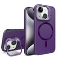 thumbnail image 1 of SaniMore for iPhone 15 Case, Rugged Frosted PC Magafe Shell, Camera Lens Protection with Foldable Bracket, Wireless Charging Magnetic Car Mount Shockproof Anti-fall, Purple, 1 of 8