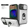 thumbnail image 1 of SaniMore for iPhone 15 Case with Sliding Camera Cover and Card Holder, Heavy Duty Protective Case with Ring Magnetic Kickstand Phone Case for iPhone 15 6.1" 2023, White, 1 of 14