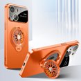 thumbnail image 1 of SaniMore for iPhone 15 Case, Strong Magnetic 360° Rotating Bracket Gyroscope Wireless Charging Lens Protection Drop Resistant Anti-scratch Slim Fit 3 in 1 for iPhone 15 Shell, Orange, 1 of 12