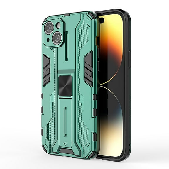 SaniMore for iPhone 15 Plus 6.7" 2023 Case with Hidden Bracket, Manetic Car Mount Hybird Heavy Duty Protective Tri-layer Shockproof Drop-proof Cover for iPhone 15 Plus, Green