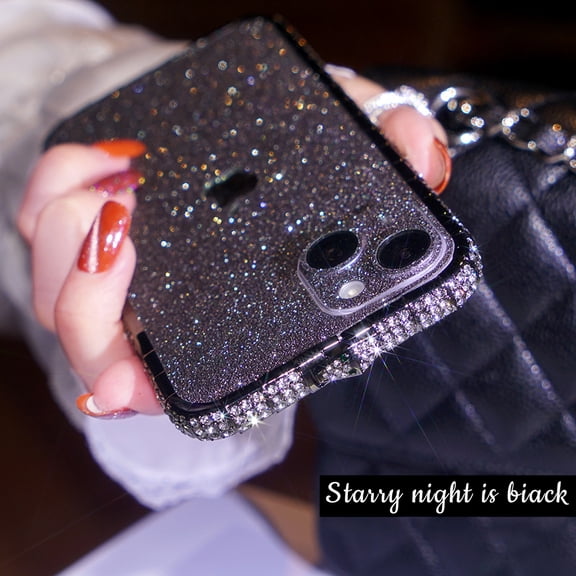 SaniMore for iPhone 15 Plus 6.7" 2023 Case, Luxury Snake Diamond Bumper + Glitter Backpaper for Girls Women Shockproof Drop-proof Stylish Cover For iPhone 15 Plus 6.7" 2023, Black