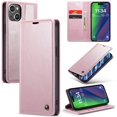 thumbnail image 1 of SaniMore for iPhone 15 Plus (6.7" 2023) Case, PU Leather Auto-magnet Full Protection Flip Kickstand Card & Cash Slots, Retro Shockproof Anti-fall Wallet Business Shell, Pink, 1 of 9
