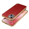 thumbnail image 1 of SaniMore for iPhone 15 Plus (6.7" 2023) Case, PU Leather Skin & Metal Bumper Shockproof PC Backplane, Wireless Charging Slim Magnetic Vintage Shell, Anti-drop Anti-scratch Cover, Red, 1 of 11