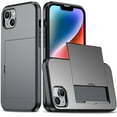thumbnail image 1 of SaniMore for iPhone 15 Plus 6.7" Case with Card Holder, Slim Dual Layer Heavy Duty iPhone 15 Plus 2023 Wallet Case Hidden Sliding Credit Slot Protective Cover for Men Women, Gray, 1 of 10
