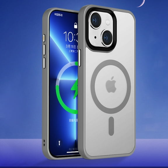 SaniMore for iPhone 15 Plus 6.7" Magnetic Case, Rugged PC Translucent Back Case with Wireless Charging Heavy Duty Full Body Protective Case for iPhone 15 Plus Women Men, Gray