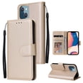 thumbnail image 1 of SaniMore for iPhone 15 Plus 6.7" PU Leather Case, Magnetic Closure Flip Wallet Cover with Wrist Strap Card Slot & Multi-Angle Kickstand All-Inclusive Protective Shell, Gold, 1 of 6