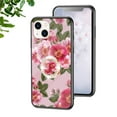 thumbnail image 1 of SaniMore for iPhone 15 Plus Case, 31 Diamonds Glass Vehicle Magnetic Support Flexible TPU Flower Pattern Cover with 360° Rotatable Ring Kickstand Shockproof Protective Shell, Red Flower, 1 of 7