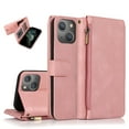 thumbnail image 1 of SaniMore for iPhone 15 Plus Case (6.7" 2023) with Zipper Wallet & Wrist Strap & Magnetic Closure Card Slots Kickstand Shockproof Anti-drop Slim Full-around Protective Business Cover, Rosegold, 1 of 8