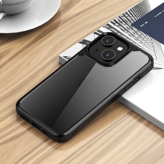 SaniMore for iPhone 15 Plus Case, Anti-slip Design Wireless Charging Heavy Duty Protective Drop Resistant Slim Fit Lightweight Transparent No-yellow Shell iPhone 15 Plus(6.7" 2023), Black