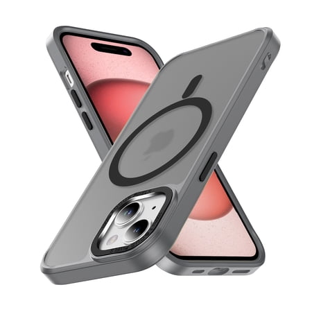 SaniMore for iPhone 15 Plus Case, Frosted Backplane Compatible with MagSafe Soft Silicone Shockproof Bumper Anti-scratch Drop-proof for iPhone 15 Plus (6.7" 2023) Rugged Protective Cover, Black