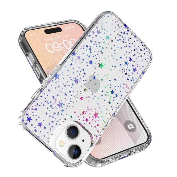 SaniMore for iPhone 15 Plus Case, Shockproof TPU Stylish Marble Pattern for Girls Women Drop Resistant Slim Fit for iPhone 15 Plus Lightweight Protective Anti-scratch Shell - Star