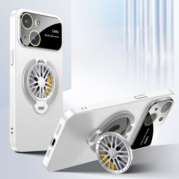 SaniMore for iPhone 15 Plus Case, Strong Magnetic 360° Rotating Bracket Gyroscope Wireless Charging Lens Protection Drop Resistant Anti-scratch Slim Fit 3 in 1 for iPhone 15 Plus Shell, White