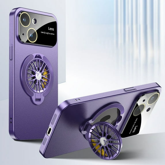 SaniMore for iPhone 15 Plus Case, Strong Magnetic 360° Rotating Bracket Gyroscope Wireless Charging Lens Protection Drop Resistant Anti-scratch Slim Fit 3 in 1 for iPhone 15 Plus Shell, Darkpurple