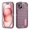 thumbnail image 1 of SaniMore for iPhone 15 Plus Hybird Case, [Tempered Glass Screen Protector] Rugged PC Back Shockproof TPU Shell Hidden Kickstand Drop Resistant Anti-slip Heavy Duty Protective Cover, G-Purple/Pink, 1 of 1
