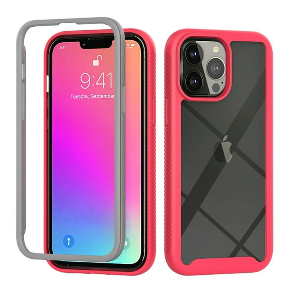 SaniMore for iPhone 15 Plus Two-Layer Structure Transparent Case, Rugged Clear PC Back & TPU Bumper [Not Yellowing Technology] Full Body Protective Case for iPhone 15 Plus, Pink