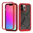 thumbnail image 1 of SaniMore for iPhone 15 Plus Two-Layer Structure Transparent Case, Rugged Clear PC Back & TPU Bumper [Not Yellowing Technology] Full Body Protective Case for iPhone 15 Plus, Red, 1 of 8