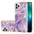 thumbnail image 1 of SaniMore for iPhone 15 Pro 6.1" 2023 Case with 360 Degree Rotating Metal Ring Shockproof TPU Backplane Marble Pattern Luxury Fashion Anti-drop Cover for iPhone 15 Pro, Darkpurple, 1 of 4