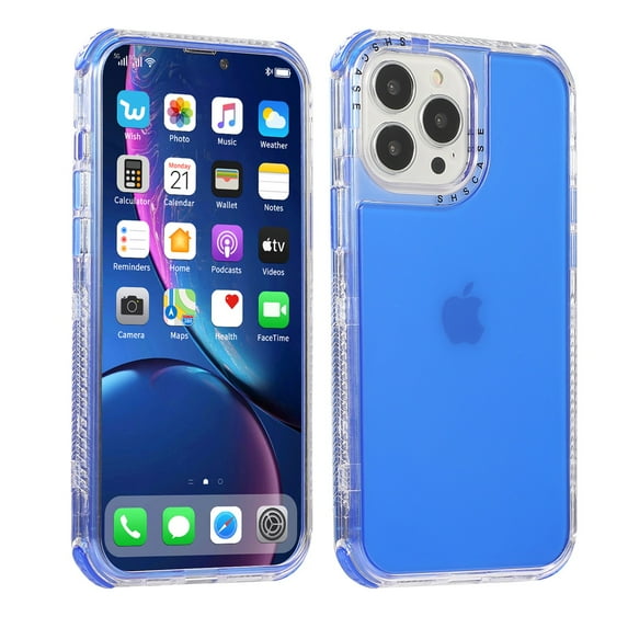 SaniMore for iPhone 15 Pro (6.1" 2023) Case, Crystal Solid Color Rugged Backplane for Women Girls Shockproof TPU Bumper Drop-proof Slim Lightweight Case for iPhone 15 Pro, Blue