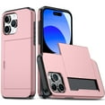thumbnail image 1 of SaniMore for iPhone 15 Pro 6.1" Case with Card Holder, Slim Dual Layer Heavy Duty iPhone 15 Pro 2023 Wallet Case Hidden Sliding Credit Slot Protective Cover for Men Women, Rosegold, 1 of 10