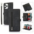 thumbnail image 1 of SaniMore iPhone 15 Pro Business Case (6.1" 2023), Zipper Wallet + Magnetic Clasp + Card Slots + Flip Kickstand + Wrist/Crossbody Strap [Shockproof Anti-fall] Full-body Protective Shell, Black, 1 of 10