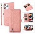 thumbnail image 1 of SaniMore iPhone 15 Pro Business Case (6.1" 2023), Zipper Wallet + Magnetic Clasp + Card Slots + Flip Kickstand + Wrist/Crossbody Strap [Shockproof Anti-fall] Full-body Protective Shell, Rosegold, 1 of 10