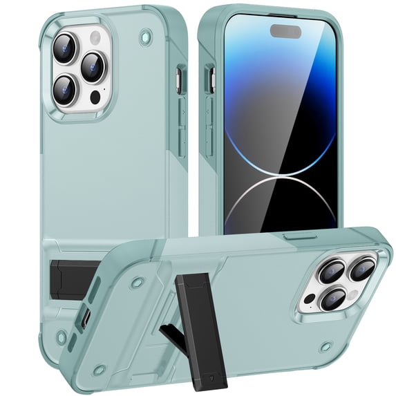 SaniMore for iPhone 15 Pro Case 2023, 【8FT Military-Grade Protection】【3 Stand Ways】 with Firm Kickstand Comfortable and Non-Slip Gripping for Phone Slim Case fit iPhone 15 Pro 6.1 inch, Green