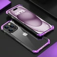 thumbnail image 1 of SaniMore for iPhone 15 Pro Case, Aluminum Alloy Glass Backplane Transparent No-yellow Wireless Charing Slim Drop Resistant Shockproof Anti-scratch Military Grade Protective Shell, Blackpurple, 1 of 13