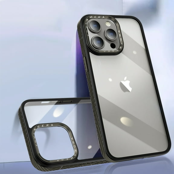 SaniMore for iPhone 15 Pro Case, Anti-slip Carbon Fibre Bumper Crystal-clear Anti-yellow Backplane Anti-scratch Anti-greasy Shockproof Fall-resistant Slim Lightweight Hybird Shell, Gray