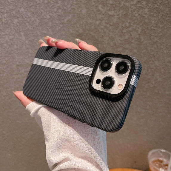 SaniMore for iPhone 15 Pro Case, Rugged PC Carbon Fiber Design for Women Men Shockproof Ultra-slim Fit Lightweight Stylish Shockproof Anti-fall Shell for iPhone 15 Pro - Black