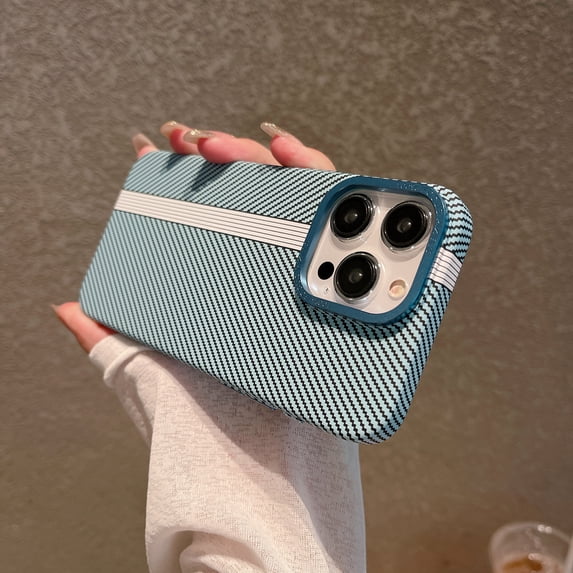 SaniMore for iPhone 15 Pro Case, Rugged PC Carbon Fiber Design for Women Men Shockproof Ultra-slim Fit Lightweight Stylish Shockproof Anti-fall Shell for iPhone 15 Pro - Blue