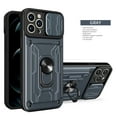 thumbnail image 1 of SaniMore for iPhone 15 Pro Case with Sliding Camera Cover and Card Holder, Heavy Duty Protective Case with Ring Magnetic Kickstand Phone Case for iPhone 15 Pro 6.1" 2023, Gray, 1 of 10