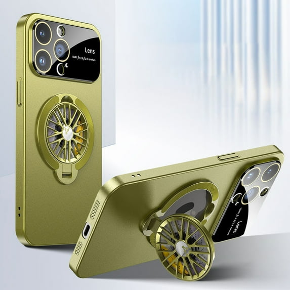SaniMore for iPhone 15 Pro Case, Strong Magnetic 360° Rotating Bracket Gyroscope Wireless Charging Lens Protection Drop Resistant Anti-scratch Slim Fit 3 in 1 for iPhone 15 Pro Shell, Green