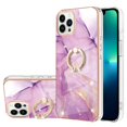 thumbnail image 1 of SaniMore for iPhone 15 Pro Max 6.7" 2023 Case with 360 Degree Rotating Metal Ring Shockproof TPU Backplane Marble Pattern Luxury Fashion Anti-drop Cover for iPhone 15 Pro Max, Lightpurple, 1 of 4