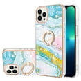 thumbnail image 1 of SaniMore for iPhone 15 Pro Max 6.7" 2023 Case with 360 Degree Rotating Metal Ring Shockproof TPU Backplane Marble Pattern Luxury Fashion Anti-drop Cover for iPhone 15 Pro Max, Green/Pink, 1 of 4
