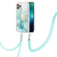 thumbnail image 1 of SaniMore for iPhone 15 Pro Max 6.7" 2023 Case with Detachable Crossbody Lanyard Shockproof TPU Backplane Marble Pattern Luxury Fashion Anti-drop Slim Lightweight Cover, Green, 1 of 4