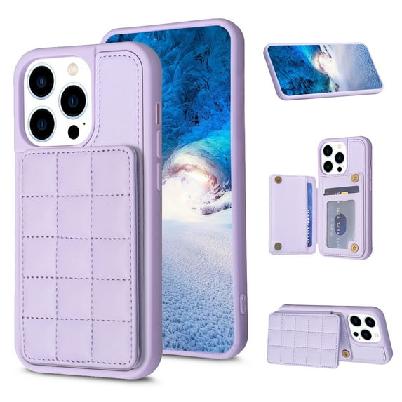 SaniMore for iPhone 15 Pro Max (6.7" 2023) Case, Flip PU Leather Diamond-Shaped with Built-in Card Slots, Kickstand and Shockproof Anti-drop Phone Case for iPhone 15 Pro Max Wallet Shell, Purple