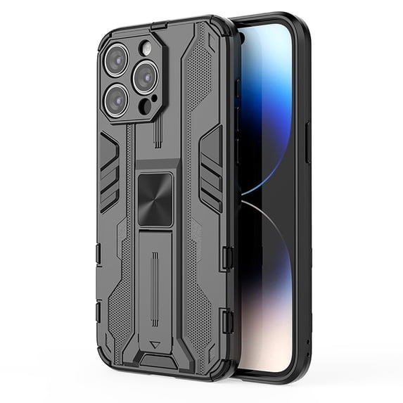 SaniMore for iPhone 15 Pro Max 6.7" 2023 Case with Hidden Bracket, Manetic Car Mount Hybird Heavy Duty Protective Tri-layer Shockproof Drop-proof Cover for iPhone 15 Pro Max, Black