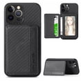 thumbnail image 1 of SaniMore for iPhone 15 Pro Max (6.7" 2023) Case, PU Leather Carbon Fibre Pattern, Flip Wallet Card Slots RFID Blocking Magnetic Car Mount Shockproof Anti-fall Protective Shell, Black, 1 of 10