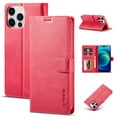 thumbnail image 1 of SaniMore for iPhone 15 Pro Max 6.7" 2023 Case, PU Leather Skin & Soft TPU Inner Shell [Card Holder + Cash Pocket + Flip Kickstand] Magnetic Closure Protective Wallet Cover, Rose, 1 of 9