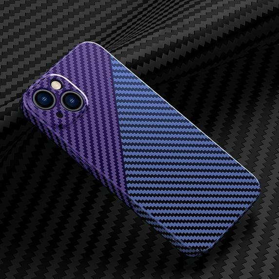 SaniMore for iPhone 15 Pro Max 6.7" 2023 Case, Slim Case Carbon Fiber Support Wireless Charging Shockproof Anti-drop Lens All-inclusive Heavy Duty Protective Anti-fingerprint Magnetic Cover, Purple