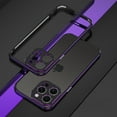 thumbnail image 1 of SaniMore for iPhone 15 Pro Max 6.7" 2023 Metal Bumper Frame + Lens Protector Case Heavy Duty Protectiive Anti-shock Drop Resistant Ultra-thin Design for Women Men, Black+Purple, 1 of 12