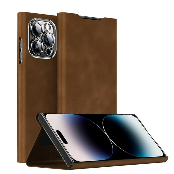 SaniMore for iPhone 15 Pro Max (6.7" 2023) Wallet Case, Folio Book Magnetic Shell with Wireless Charging, Kickstand, Card Slot, Full Body Protective Shockproof Anti-drop Magnetic Cover, Brown