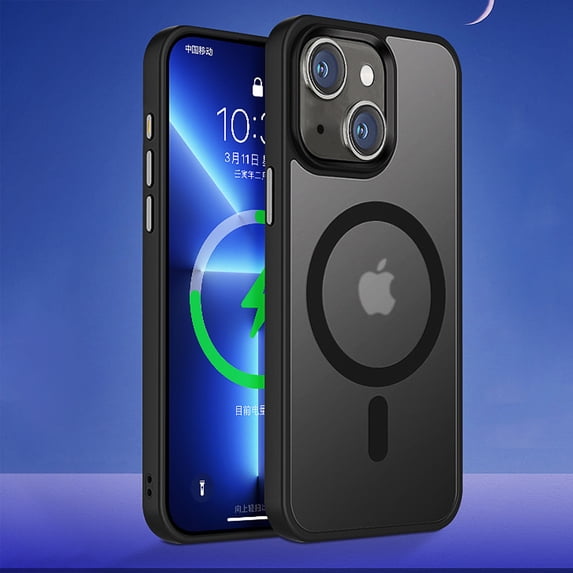 SaniMore for iPhone 15 Pro Max 6.7" Magnetic Case, Rugged PC Translucent Back Case with Wireless Charging Heavy Duty Full Body Protective Case for iPhone 15 Pro Max Women Men, Black