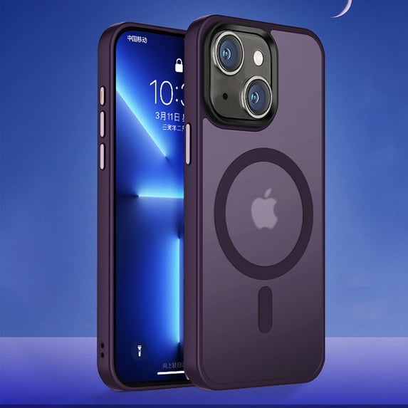 SaniMore for iPhone 15 Pro Max 6.7" Magnetic Case, Rugged PC Translucent Back Case with Wireless Charging Heavy Duty Full Body Protective Case for iPhone 15 Pro Max Women Men, Purple