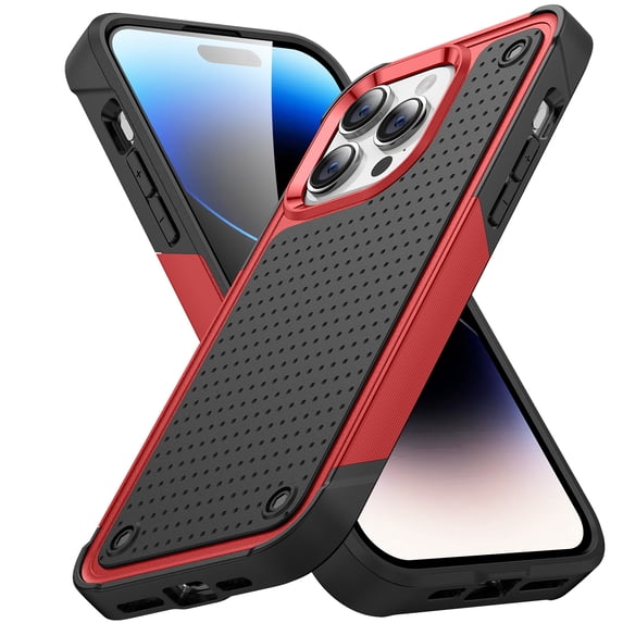 SaniMore for iPhone 15 Pro Max 6.7 inch Case Rubber, Heavy Duty Body Shockproof Bumper Cover Military Grade Anti-Scratch & Anti-Fingerprint Outdoor Rugged Case for iPhone 15 Pro Max 2023, Red
