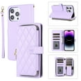 thumbnail image 1 of SaniMore for iPhone 15 Pro Max Buisness Case, Zipper Purse [Card Holders] Magnetic Clasp Flip Kickstand Wrist/Crossbody Lanyard PU Leather Wear-resistant Full Body Protective Wallet Shell, Purple, 1 of 12