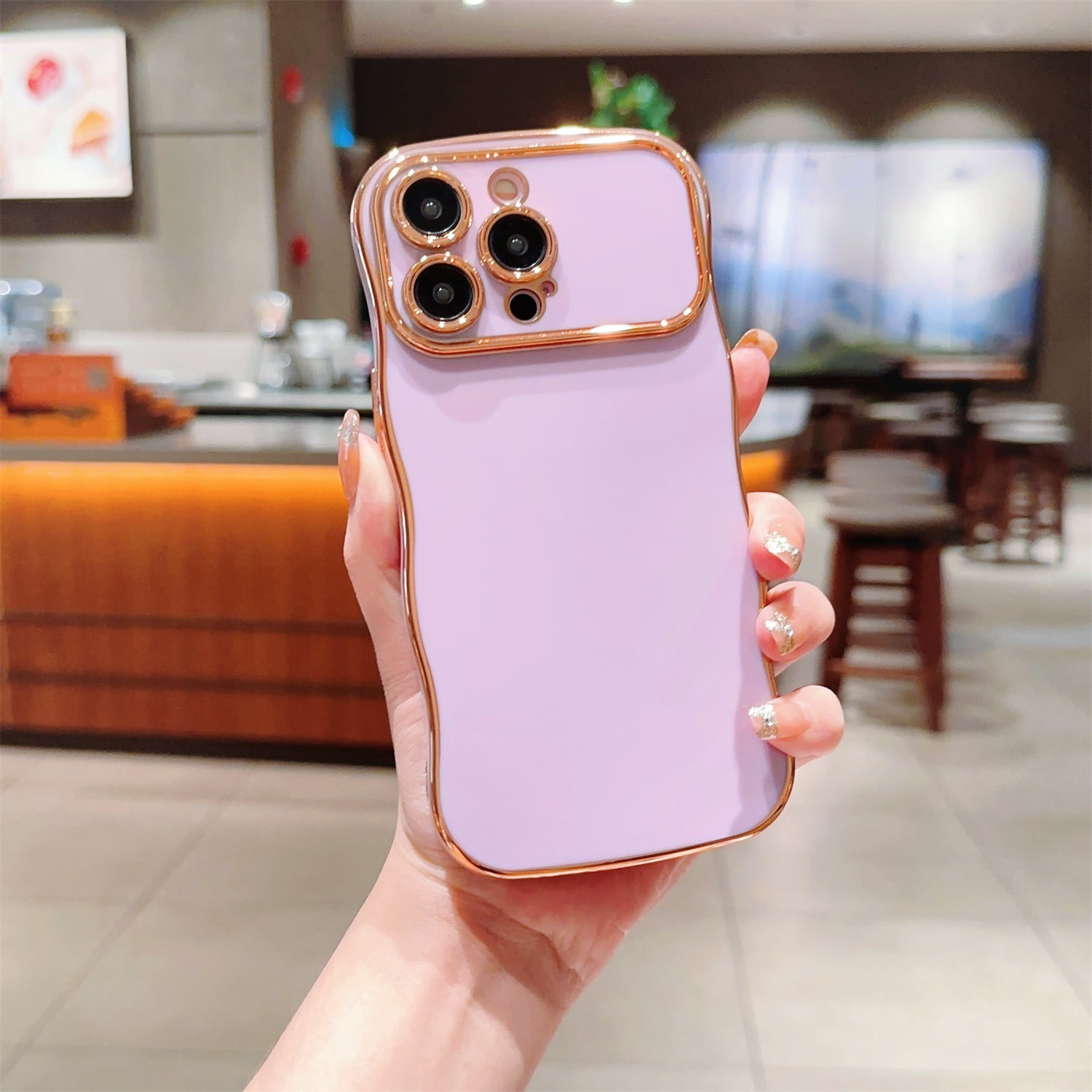SaniMore for iPhone 15 Pro Max Case, Electroplated Wave Bumper