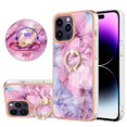 thumbnail image 1 of SaniMore for iPhone 15 Pro Max Case, Marble Pattern 3 in 1 Heavy Duty Shockproof Full Body Hard PC+IMD Bumper Drop Protective Women Girls Cover Rotating Ring Bracket Stand for iPhone 15 Pro Max, Pink, 1 of 6