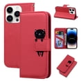 thumbnail image 1 of SaniMore for iPhone 15 Pro Max Case, PU Leather Flip Folio Cover with Stand, Card Slots, [Lovely Pet Magnetic Clasp] Full Protetcion Shockproof TPU Wallet Shell for iPhone 15 Pro Max, Red, 1 of 10