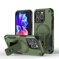 thumbnail image 1 of SaniMore for iPhone 15 Pro Max Case with Tempered Glass Screen Protector Magnetic Plate [Wireless Charging] Rotating Kickstand PC TPU Shockproof Military Drop Resistant Stand Shell, Armygreen, 1 of 7